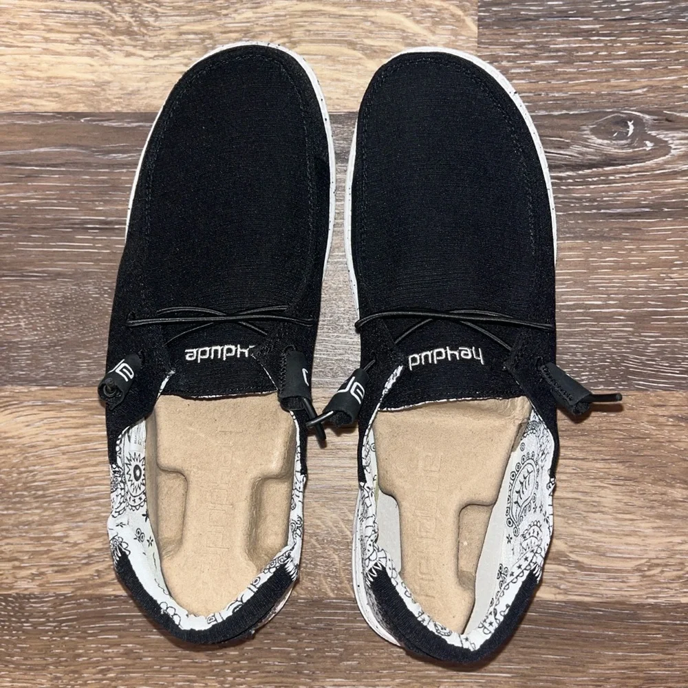 Hey Dude Black and White Paisley Shoes - Picture 2 of 4